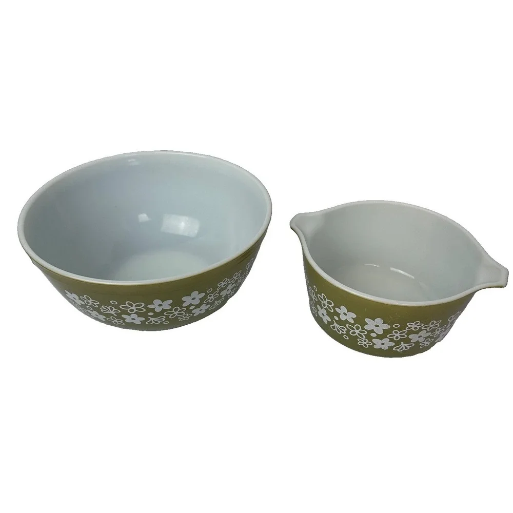 Pyrex Crazy Daisy Spring Blossom 1 large mixing bowl & 1 Small